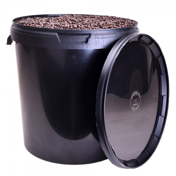 Eimer 33L Schwarz Hartkunststoff MIT Überdruckloch für 12kg Kaffee