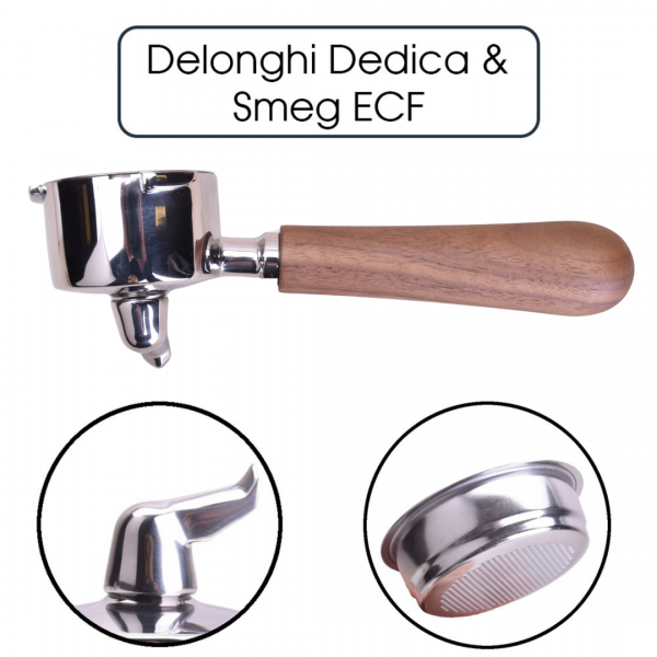 Siebträger 1er Auslauf Delonghi Dedica & Smeg ECF | WALNUSS